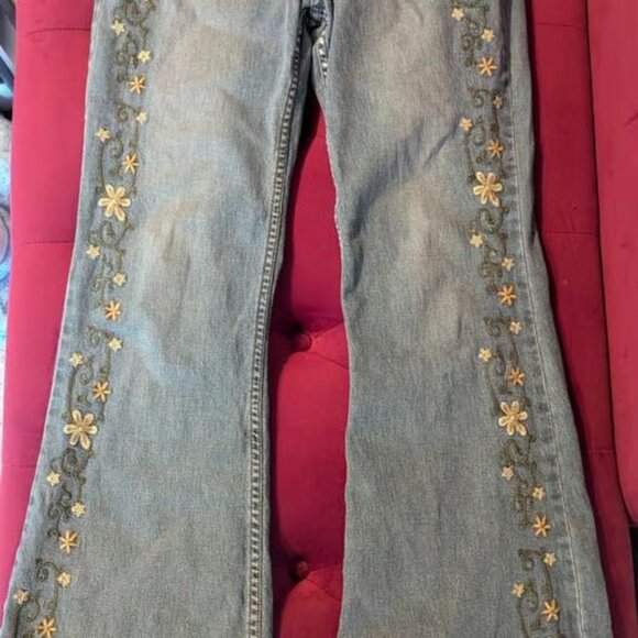 Denim - LEI boot cut denim jeans flowers on the side